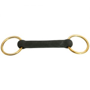 Loose Brass Ring Snaffle Bit w/Flexible Rubber Mullen Mouth