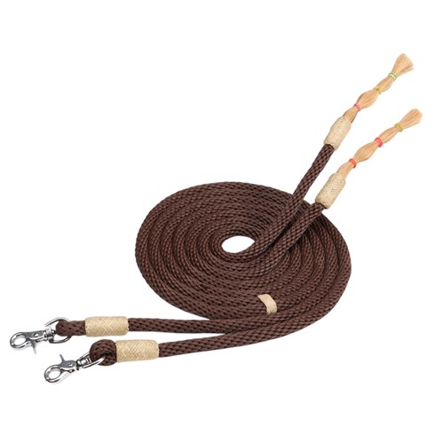 Fort Worth Soft Round Split Reins 8' w/Horsehair - Image 6