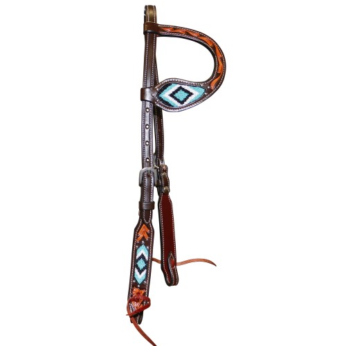 Fort Worth Turquoise Beaded One-Ear Headstall