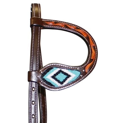 Fort Worth Turquoise Beaded One-Ear Headstall - Image 2