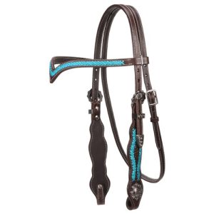 Fort Worth V Brow Headstall - Turquoise Braiding