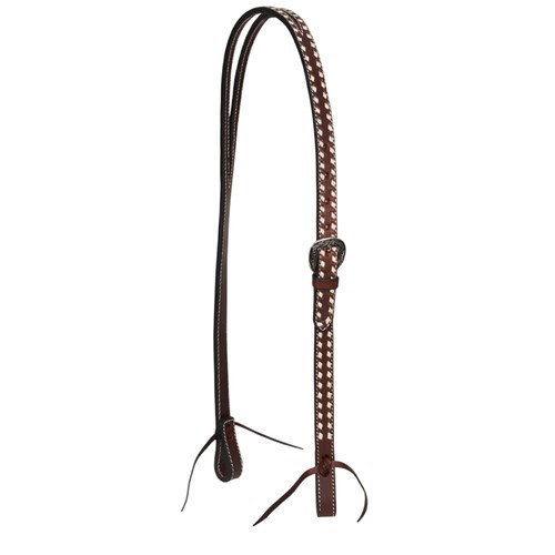 Fort Worth Dahlia Split Ear Headstall - White Buckstich